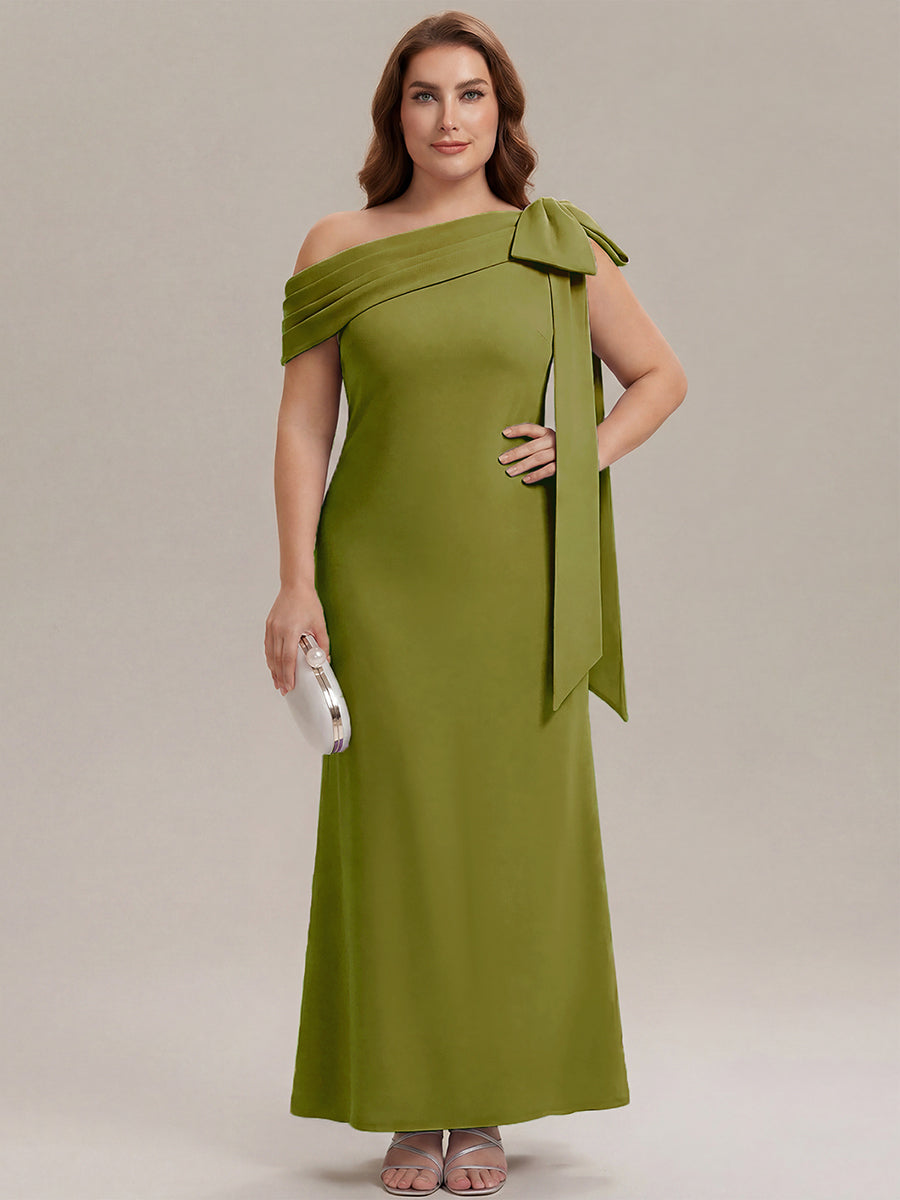 Maxikleid Ohne Träger Sheath Schnitt Strickstoff Schleifendetail Raffung Design Kleid #Farbe_Zitrone