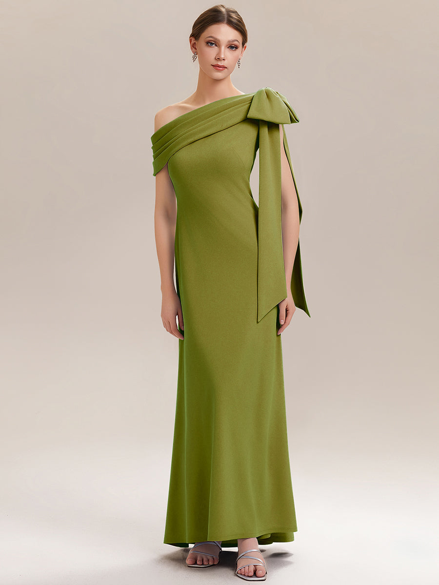 Maxikleid Ohne Träger Sheath Schnitt Strickstoff Schleifendetail Raffung Design Kleid #Farbe_Zitrone