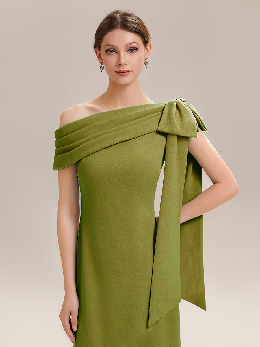 Maxikleid Ohne Träger Sheath Schnitt Strickstoff Schleifendetail Raffung Design Kleid #Farbe_Zitrone