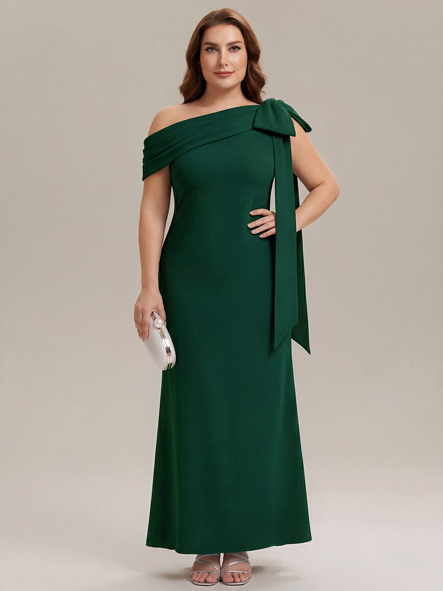 Maxikleid Ohne Träger Sheath Schnitt Strickstoff Schleifendetail Raffung Design Kleid #Farbe_Dunkelgrün
