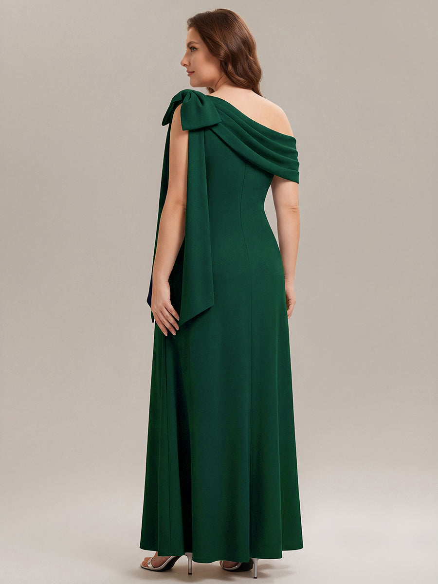 Maxikleid Ohne Träger Sheath Schnitt Strickstoff Schleifendetail Raffung Design Kleid #Farbe_Dunkelgrün