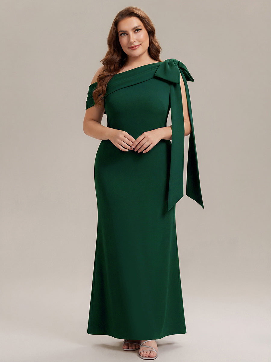Maxikleid Ohne Träger Sheath Schnitt Strickstoff Schleifendetail Raffung Design Kleid #Farbe_Dunkelgrün