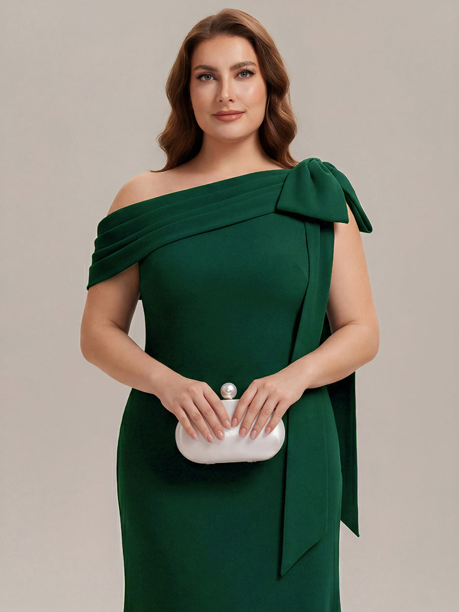 Maxikleid Ohne Träger Sheath Schnitt Strickstoff Schleifendetail Raffung Design Kleid #Farbe_Dunkelgrün