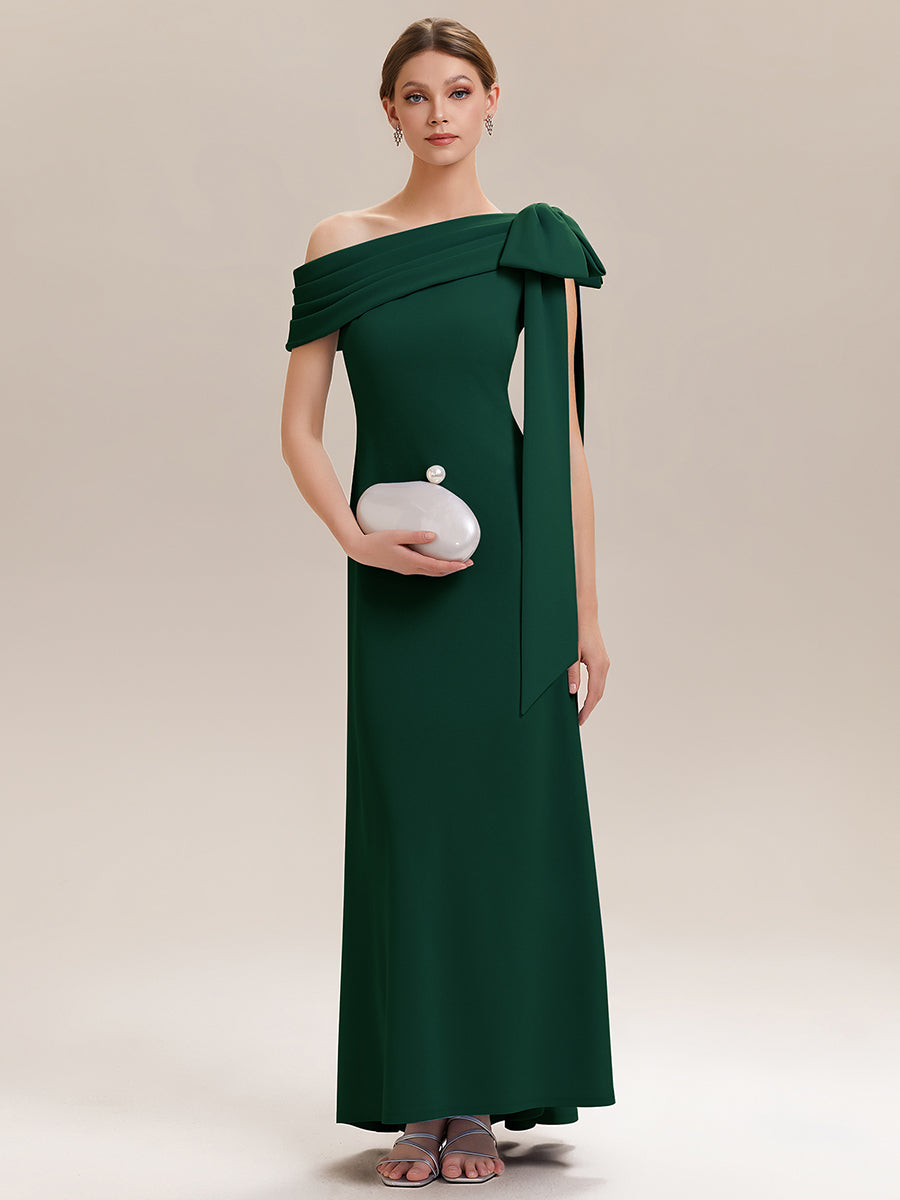 Maxikleid Ohne Träger Sheath Schnitt Strickstoff Schleifendetail Raffung Design Kleid #Farbe_Dunkelgrün