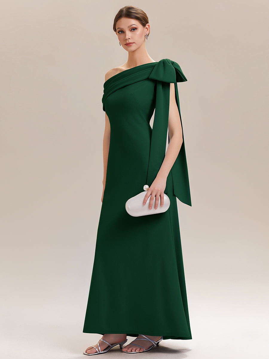 Maxikleid Ohne Träger Sheath Schnitt Strickstoff Schleifendetail Raffung Design Kleid #Farbe_Dunkelgrün