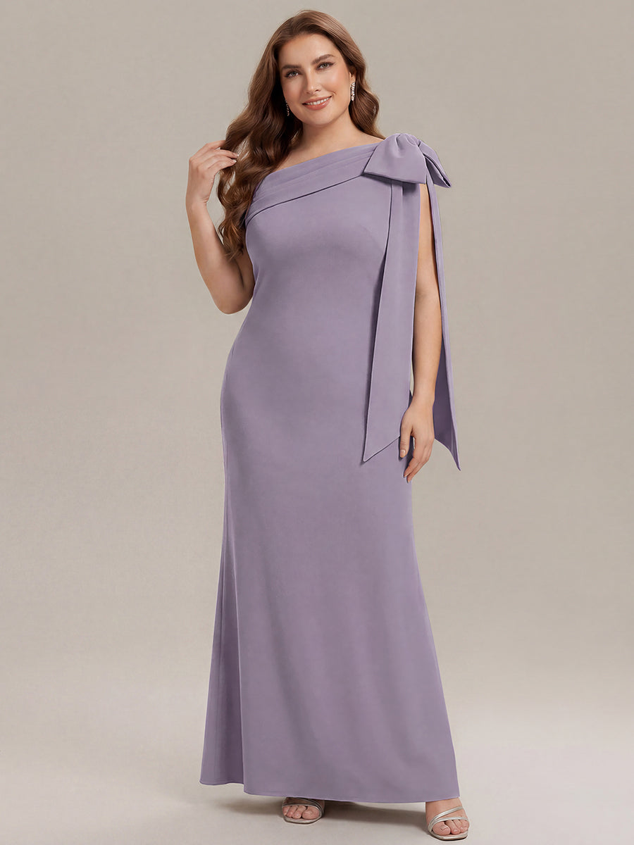 Maxikleid Ohne Träger Sheath Schnitt Strickstoff Schleifendetail Raffung Design Kleid #Farbe_Mattflieder