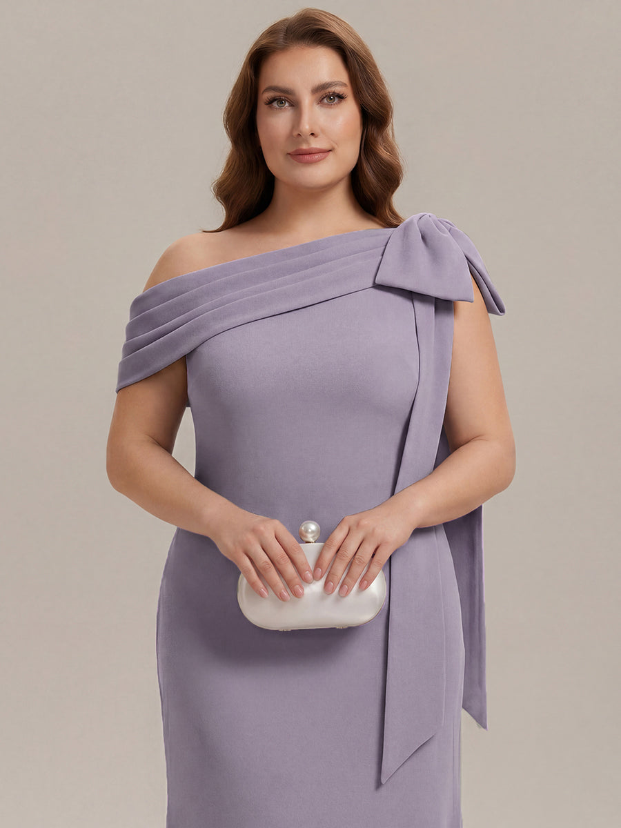 Maxikleid Ohne Träger Sheath Schnitt Strickstoff Schleifendetail Raffung Design Kleid #Farbe_Mattflieder