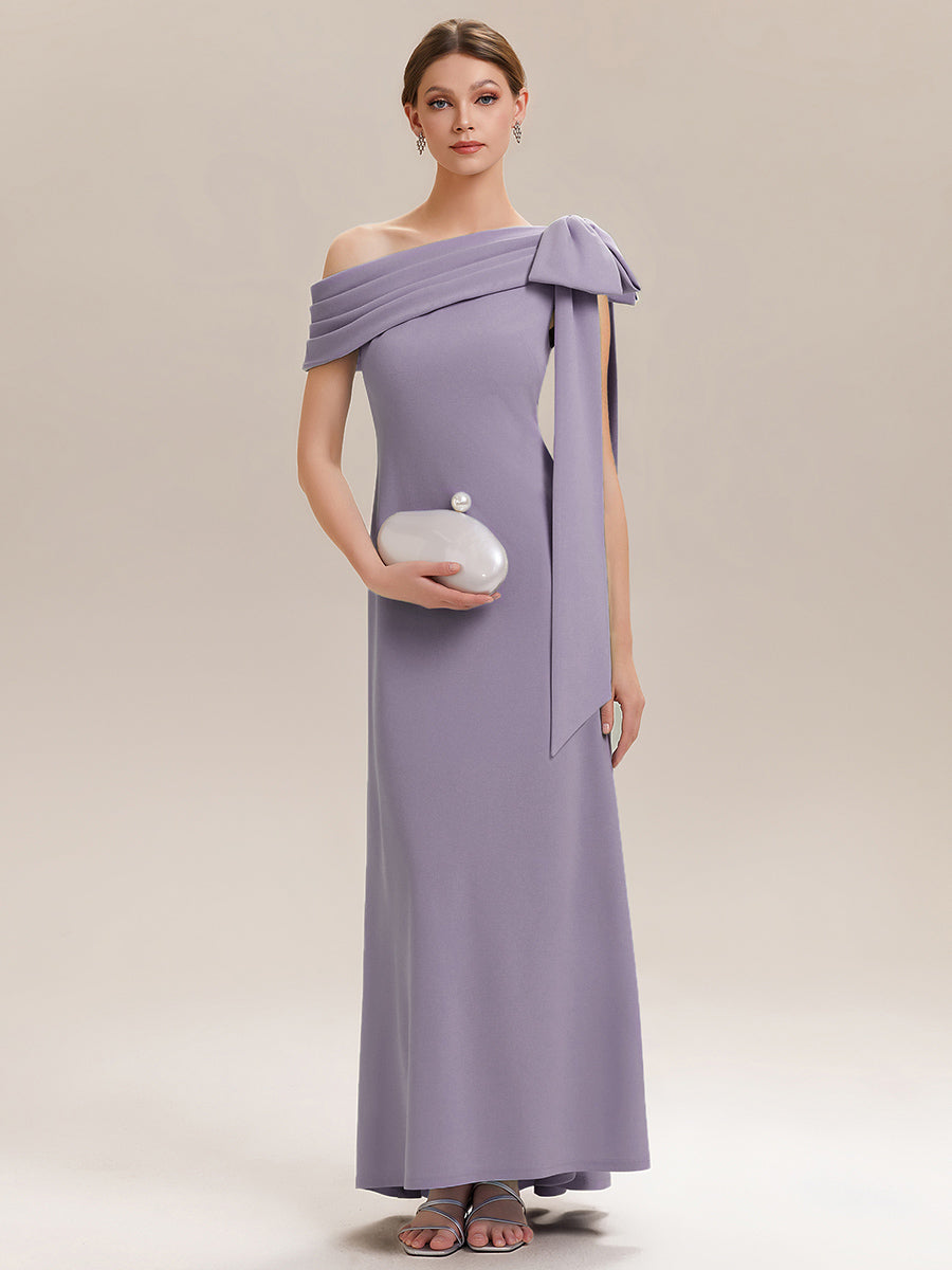 Maxikleid Ohne Träger Sheath Schnitt Strickstoff Schleifendetail Raffung Design Kleid #Farbe_Mattflieder
