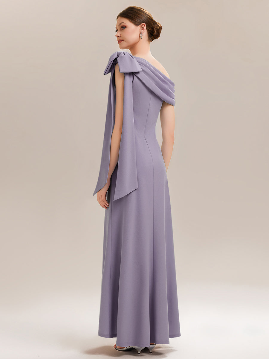 Maxikleid Ohne Träger Sheath Schnitt Strickstoff Schleifendetail Raffung Design Kleid #Farbe_Mattflieder