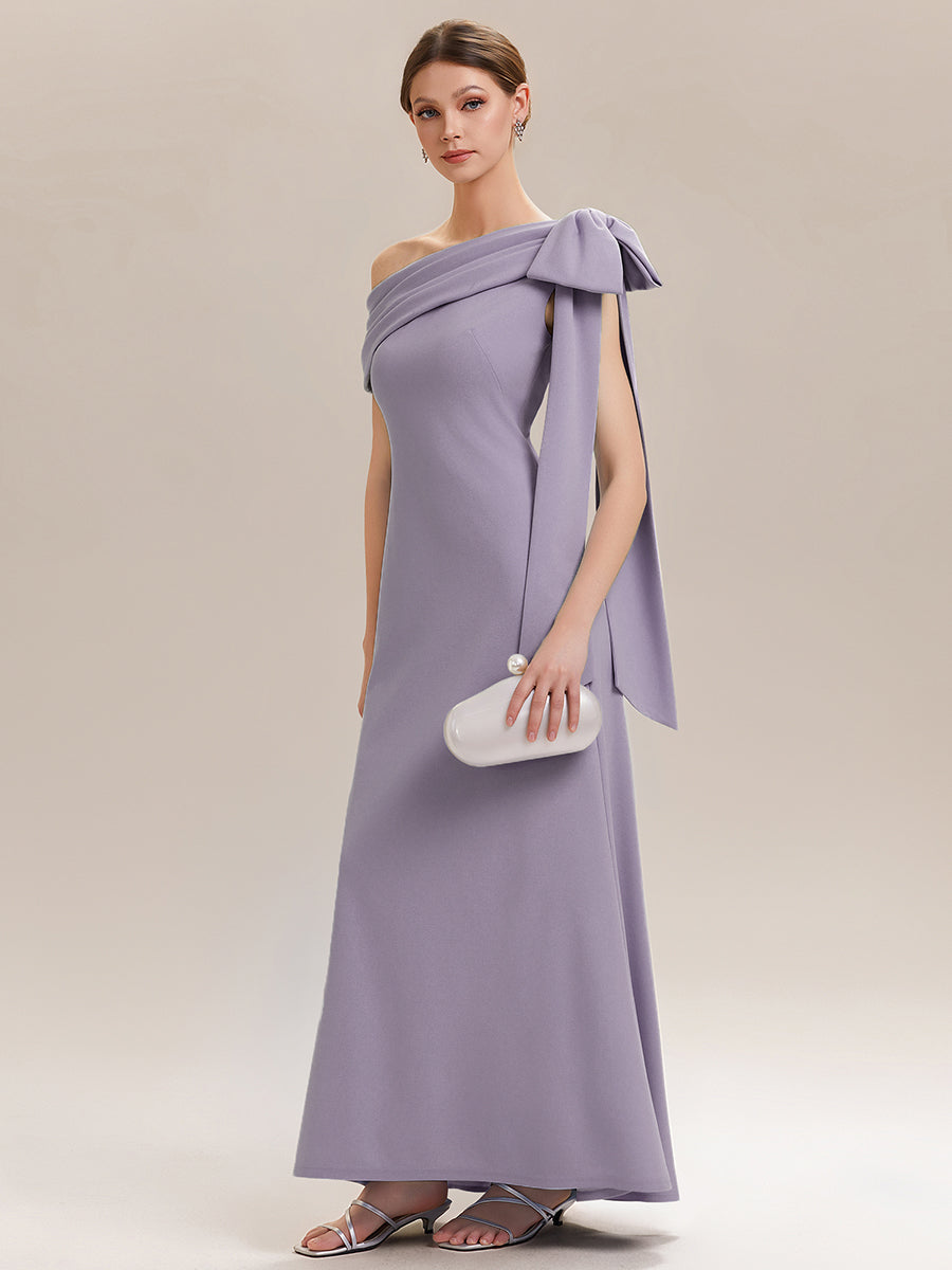 Maxikleid Ohne Träger Sheath Schnitt Strickstoff Schleifendetail Raffung Design Kleid #Farbe_Mattflieder