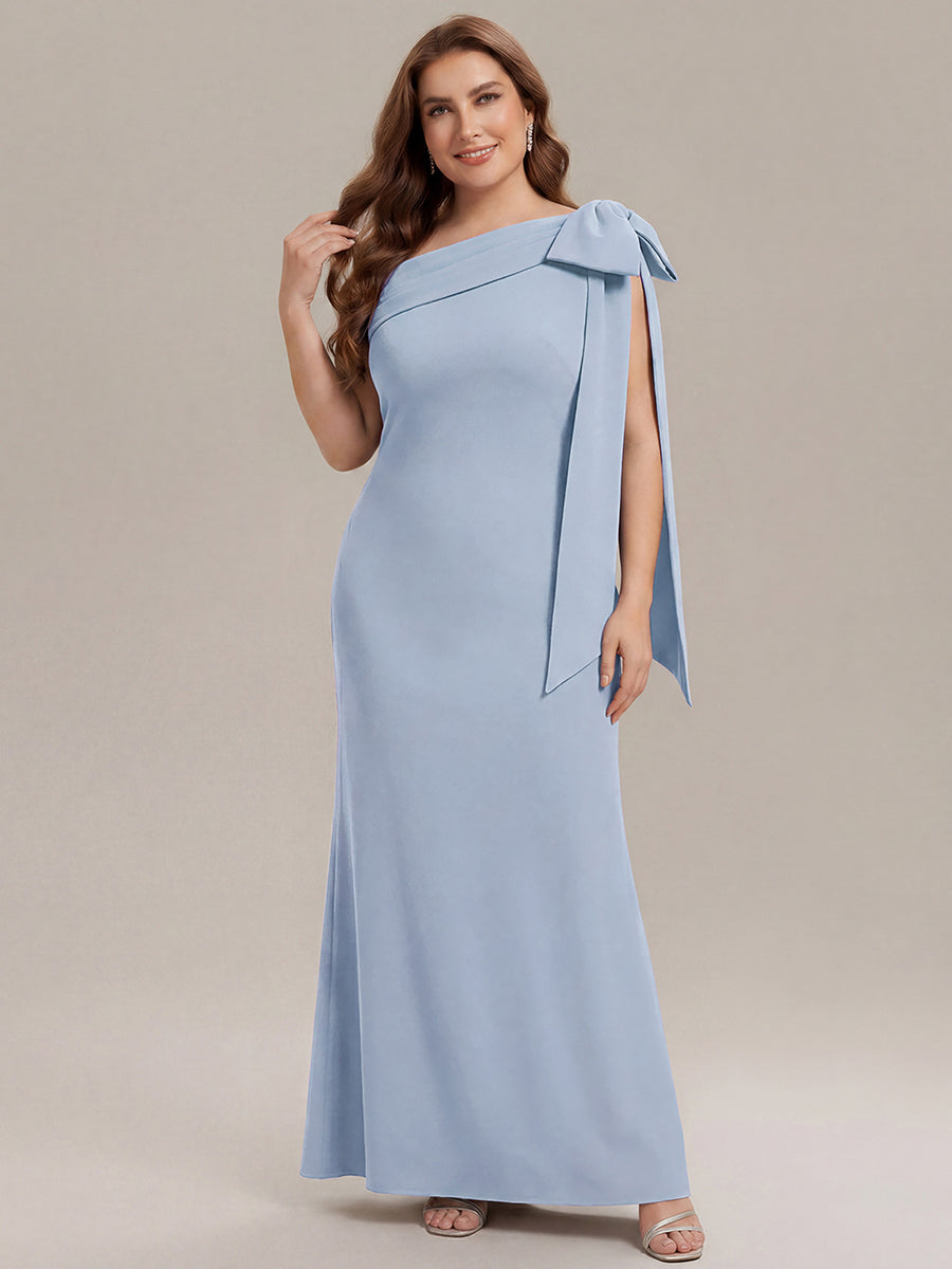 Maxikleid Ohne Träger Sheath Schnitt Strickstoff Schleifendetail Raffung Design Kleid #Farbe_Eisblau