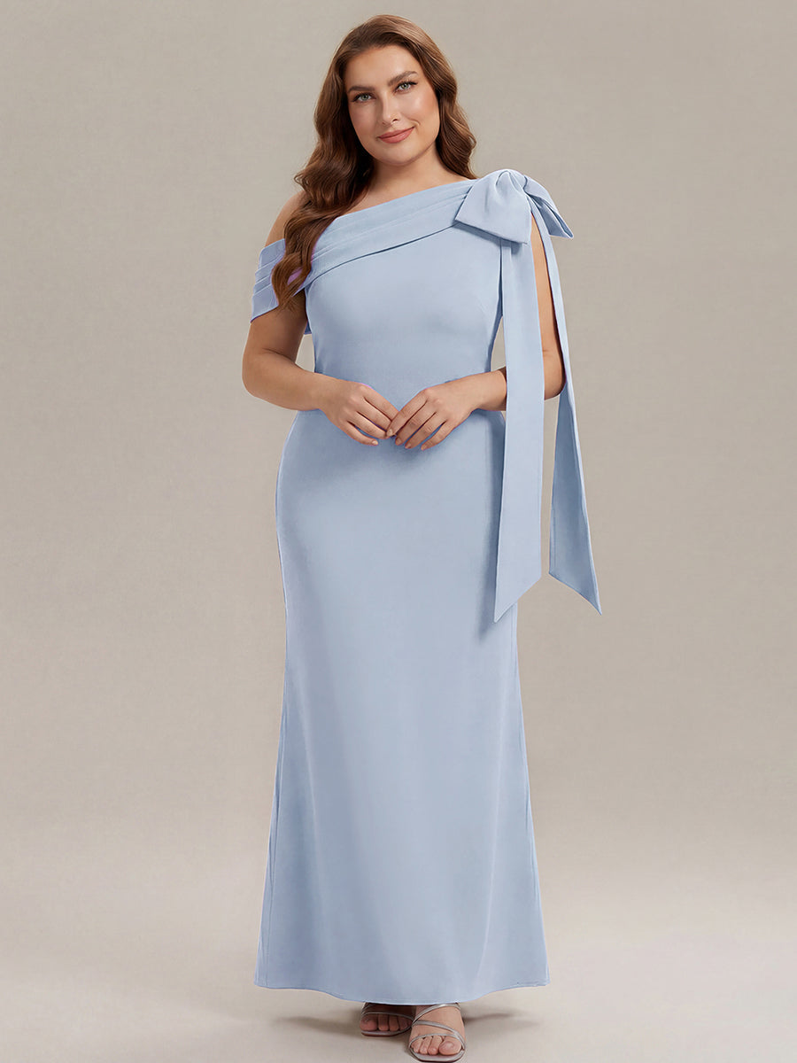 Maxikleid Ohne Träger Sheath Schnitt Strickstoff Schleifendetail Raffung Design Kleid #Farbe_Eisblau