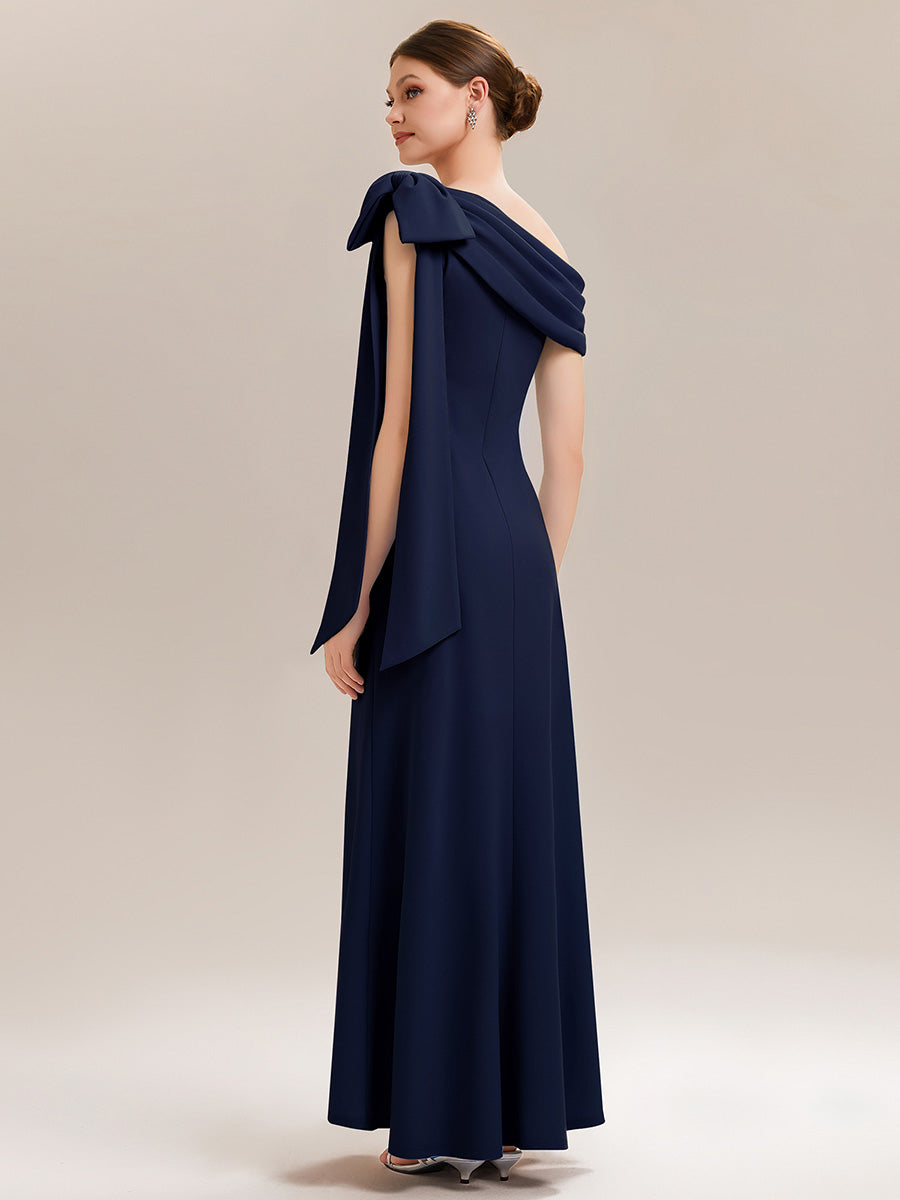 Maxikleid Ohne Träger Sheath Schnitt Strickstoff Schleifendetail Raffung Design Kleid #Farbe_Marineblau