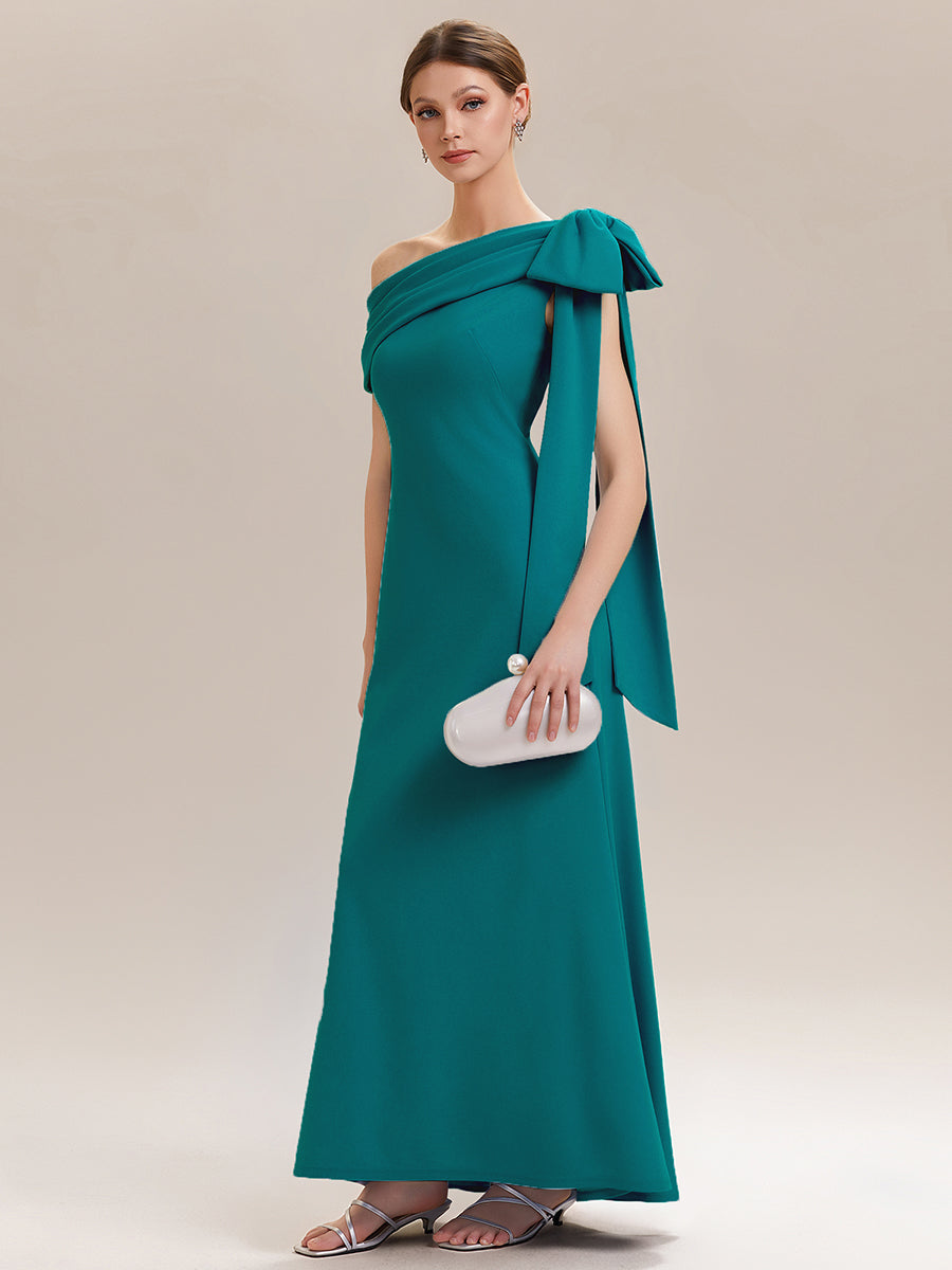 Maxikleid Ohne Träger Sheath Schnitt Strickstoff Schleifendetail Raffung Design Kleid #Farbe_Petrol