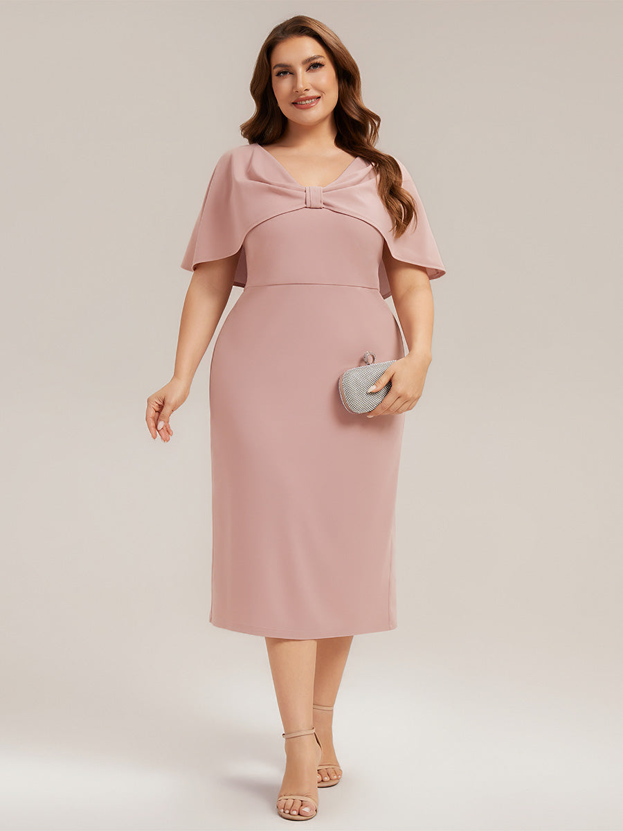 Crepe-Kleid mit Schalärmeln und V-Ausschnitt für Hochzeitsgäste hochzeitsgastkleid #Farbe_Altrosa