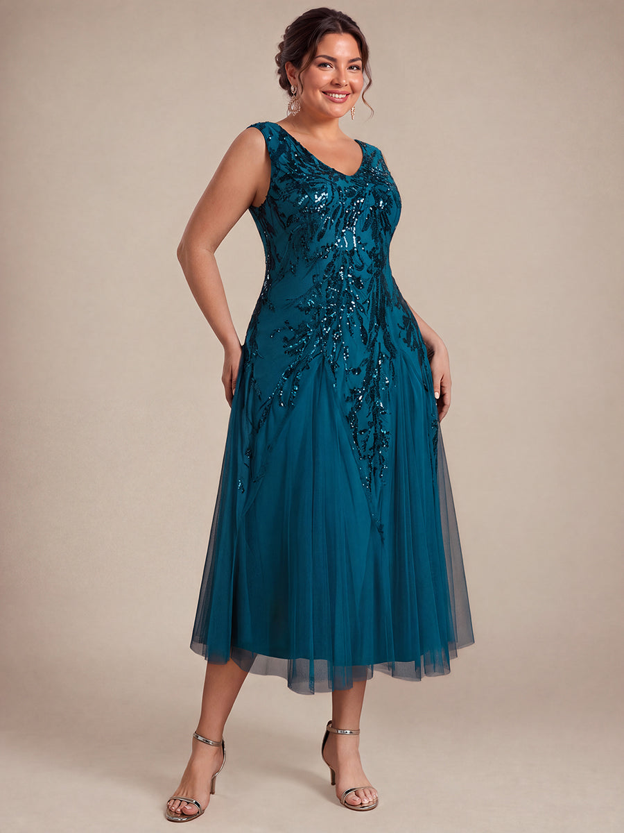 Paillettenkleid mit V-Ausschnitt und A-Linie für Hochzeitsgäste hochzeitsgastkleid #Farbe_Petrol