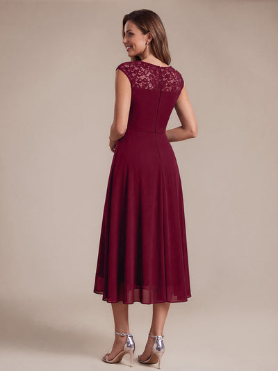 Chiffon mit A-Linie, Ärmellos, und hochzeitsgastkleid #Farbe_Burgunderrot