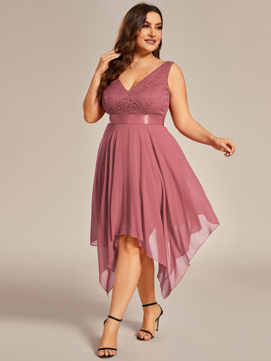 V-Ausschnitt Atemberaubende Spitze Ballkleider 00207 #farbe_Beige-Braun