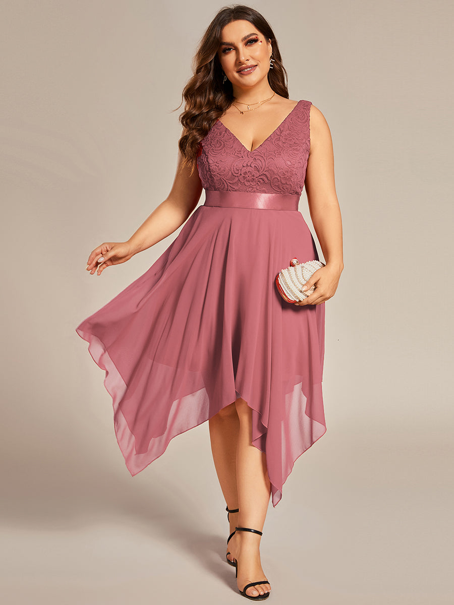 V-Ausschnitt Atemberaubende Spitze Ballkleider 00207 #farbe_Beige-Braun