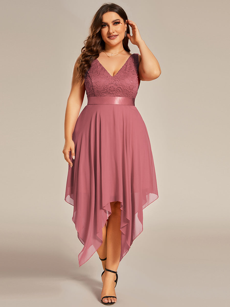 V-Ausschnitt Atemberaubende Spitze Ballkleider 00207 #farbe_Beige-Braun