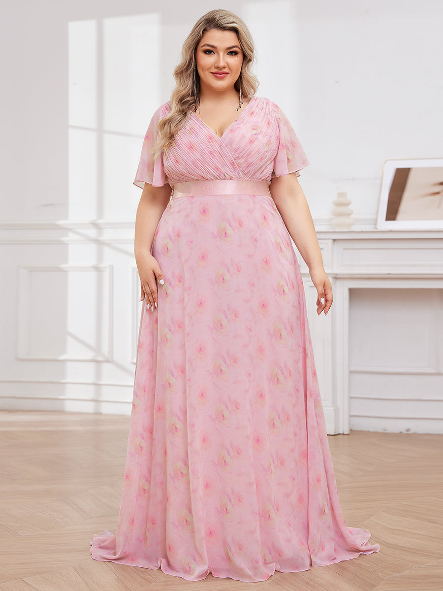 Minimalistisches A-Line Maxi Chiffon Brautkleid mit Satingürtel #Farbe_Zartes Rosé-Violett