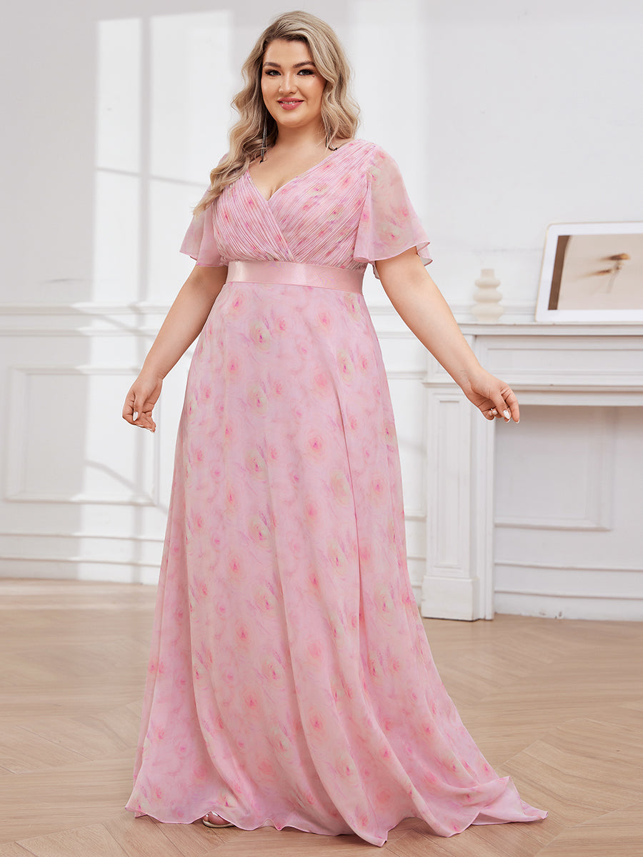 Minimalistisches A-Line Maxi Chiffon Brautkleid mit Satingürtel #Farbe_Zartes Rosé-Violett