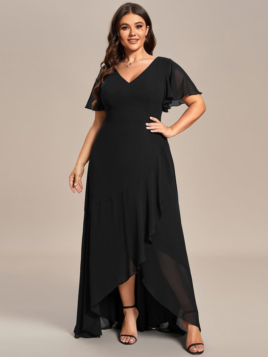 Funkelndes Abendkleid in A-Linie mit Empire-Taille und langen ?rmeln #farbe_Schwarz