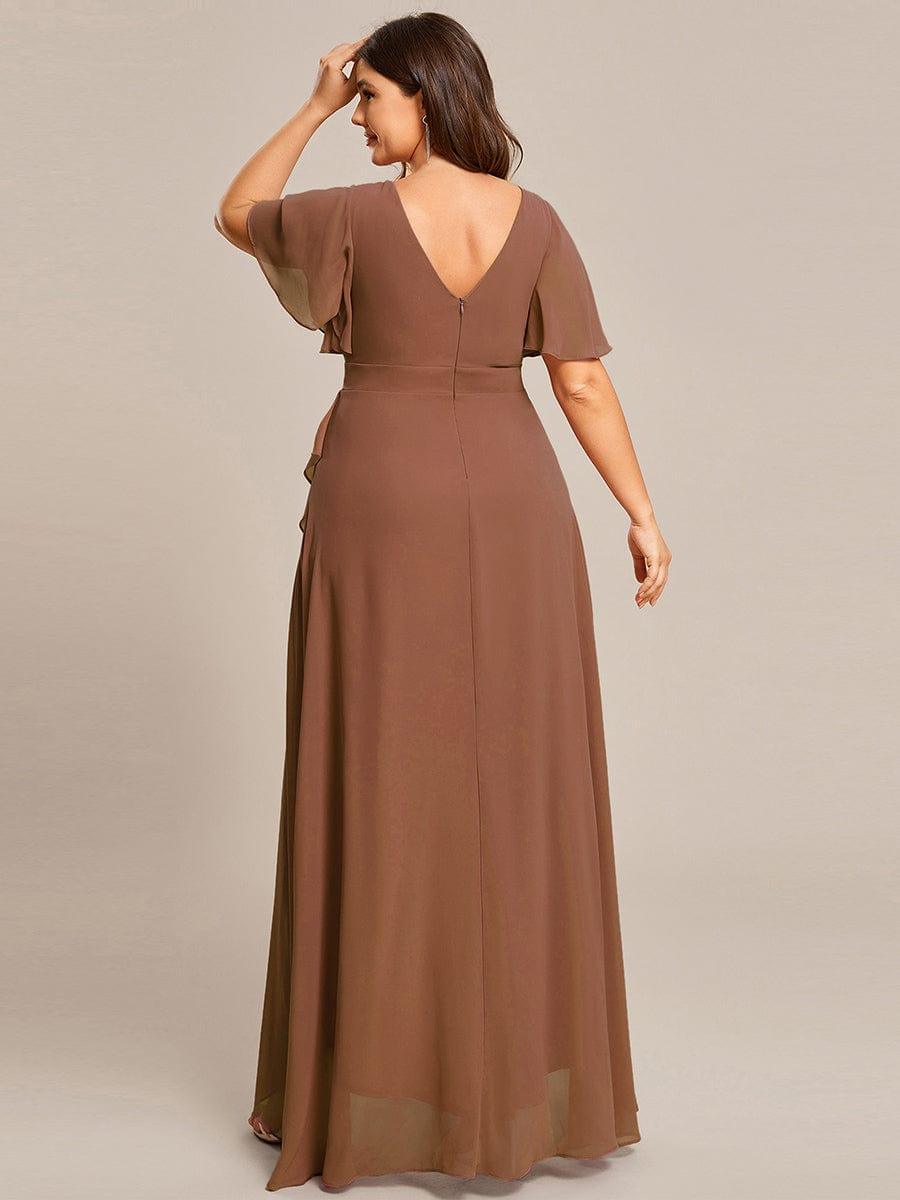 Glitzerndes A-Linien-Abendkleid mit Empire-Taille und langen Laternen?rmeln #farbe_Braun