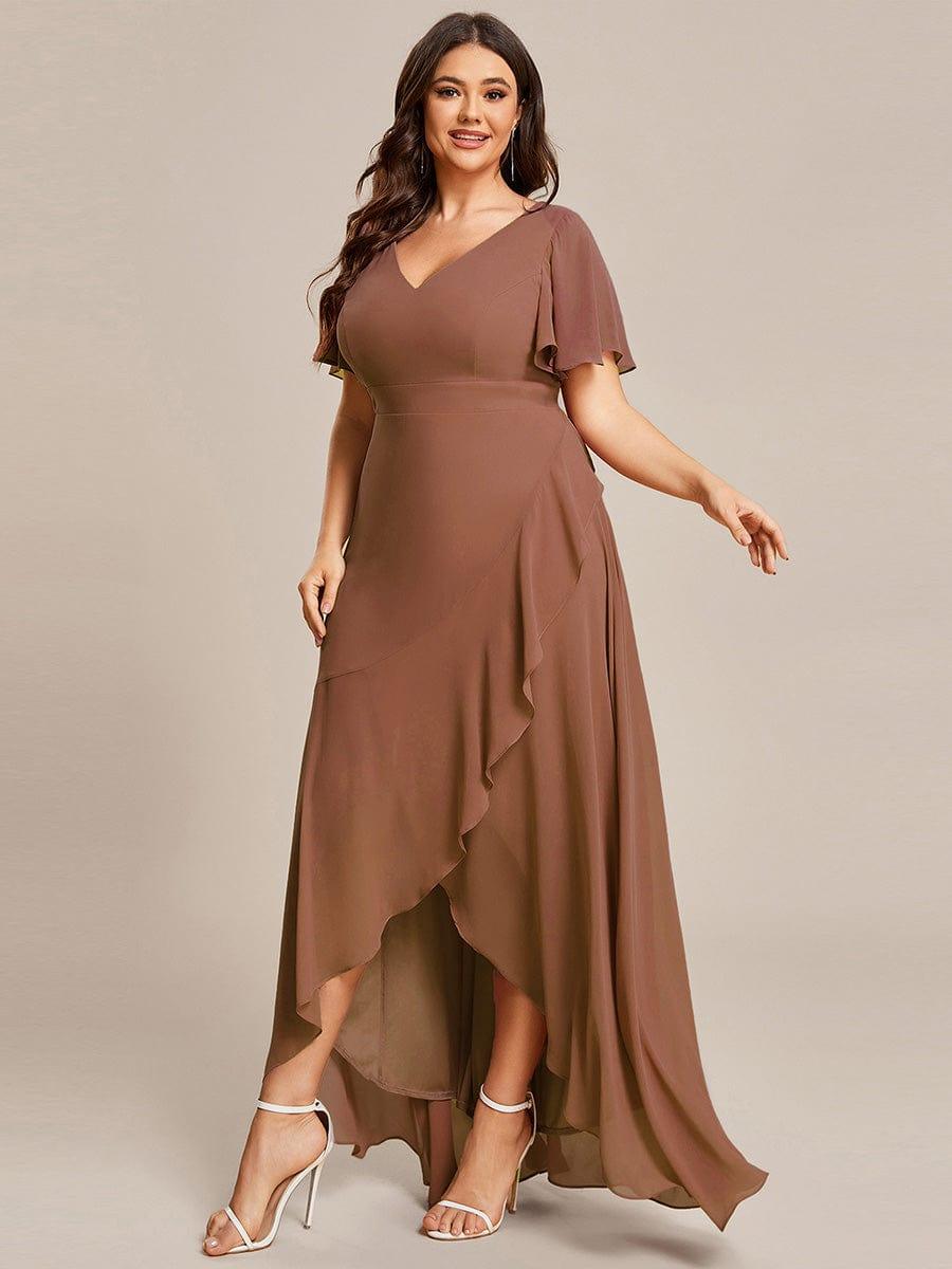 Glitzerndes A-Linien-Abendkleid mit Empire-Taille und langen Laternen?rmeln #farbe_Braun