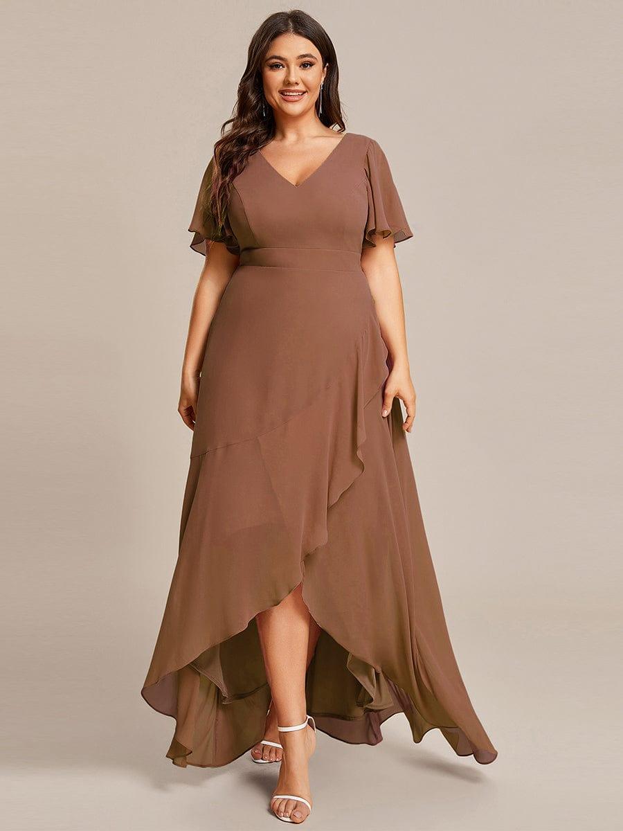 Glitzerndes A-Linien-Abendkleid mit Empire-Taille und langen Laternen?rmeln #farbe_Braun