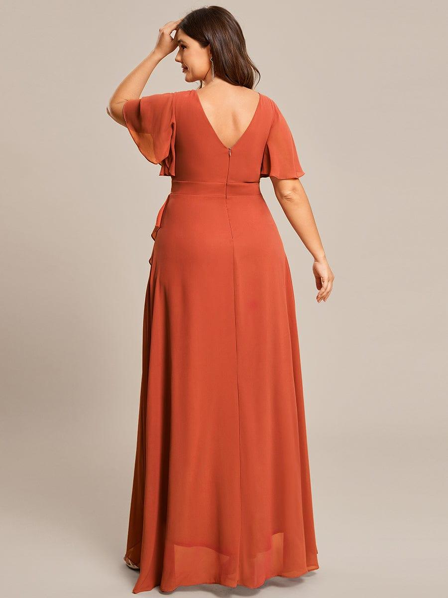 Glitzerndes A-Linien-Abendkleid mit Empire-Taille und langen Laternen?rmeln #farbe_Gebrannte Orange