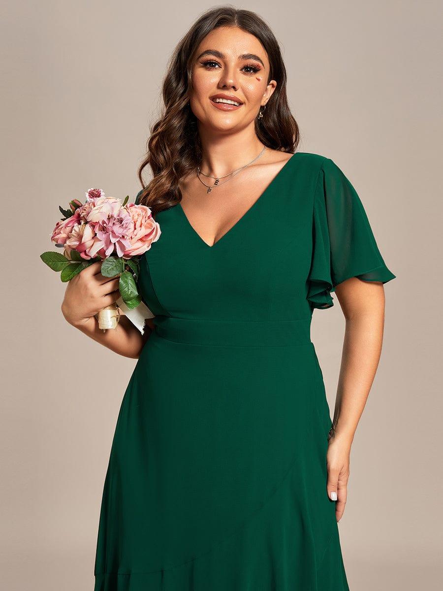 Funkelndes Abendkleid in A-Linie mit Empire-Taille und langen ?rmeln #farbe_Dunkel Gruen