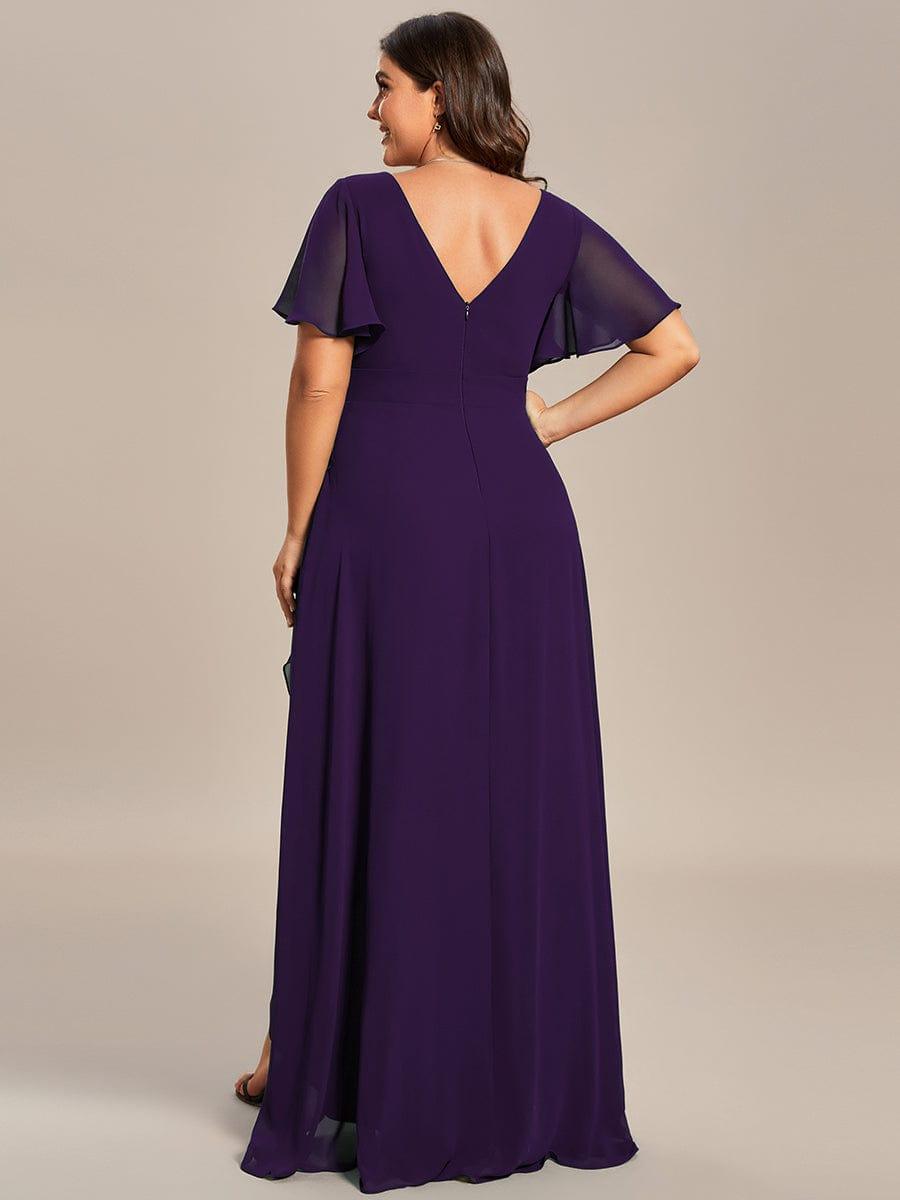 Glitzerndes A-Linien-Abendkleid mit Empire-Taille und langen Laternen?rmeln #farbe_Dunkel Violett