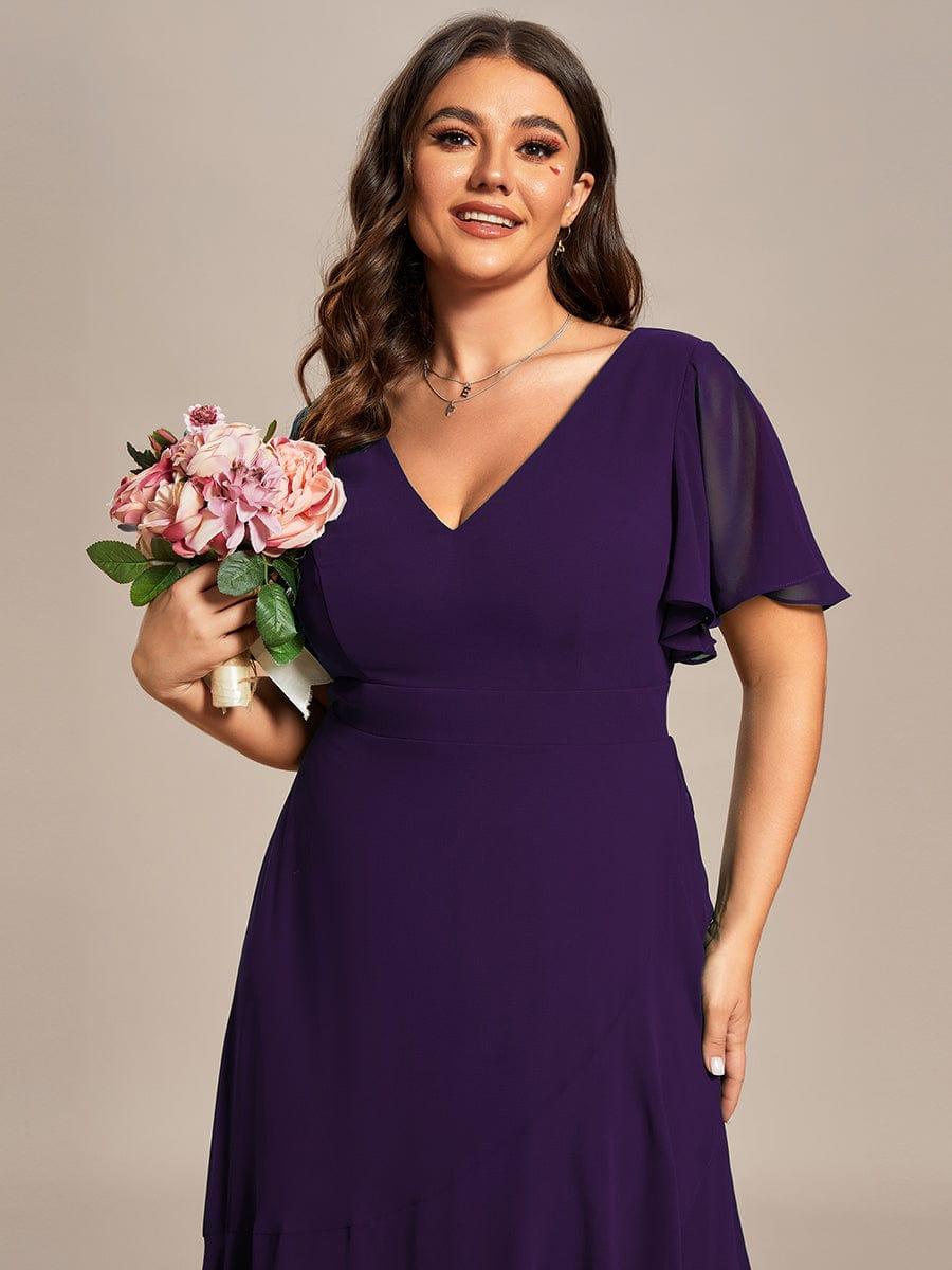 Glitzerndes A-Linien-Abendkleid mit Empire-Taille und langen Laternen?rmeln #farbe_Dunkel Violett