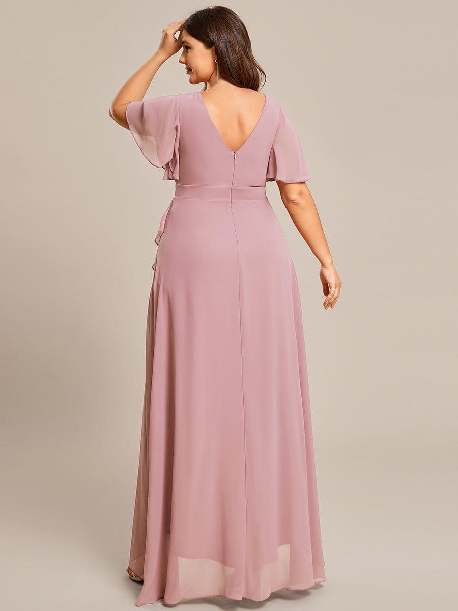 Glitzerndes A-Linien-Abendkleid mit Empire-Taille und langen Laternen?rmeln #farbe_Dusty Rose