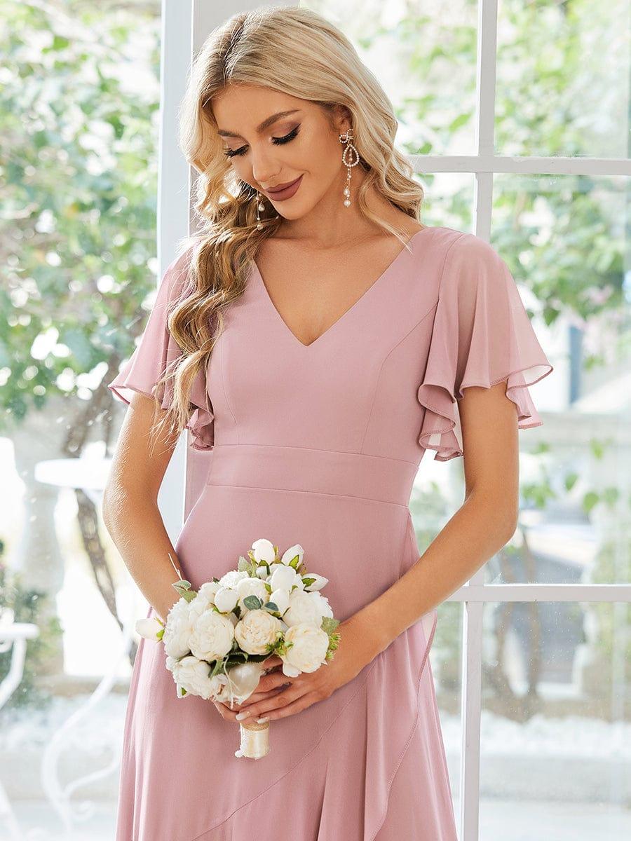 Glitzerndes A-Linien-Abendkleid mit Empire-Taille und langen Laternen?rmeln #farbe_Dusty Rose