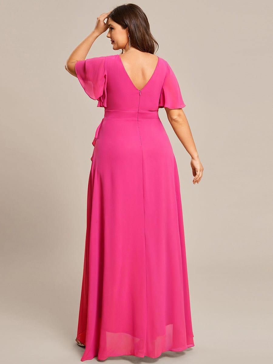 Glitzerndes A-Linien-Abendkleid mit Empire-Taille und langen Laternen?rmeln #farbe_Heisses Rosa