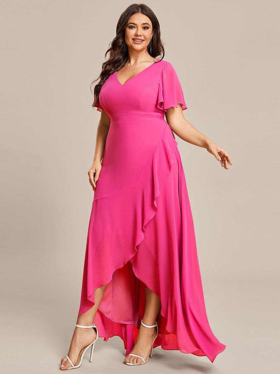 Glitzerndes A-Linien-Abendkleid mit Empire-Taille und langen Laternen?rmeln #farbe_Heisses Rosa