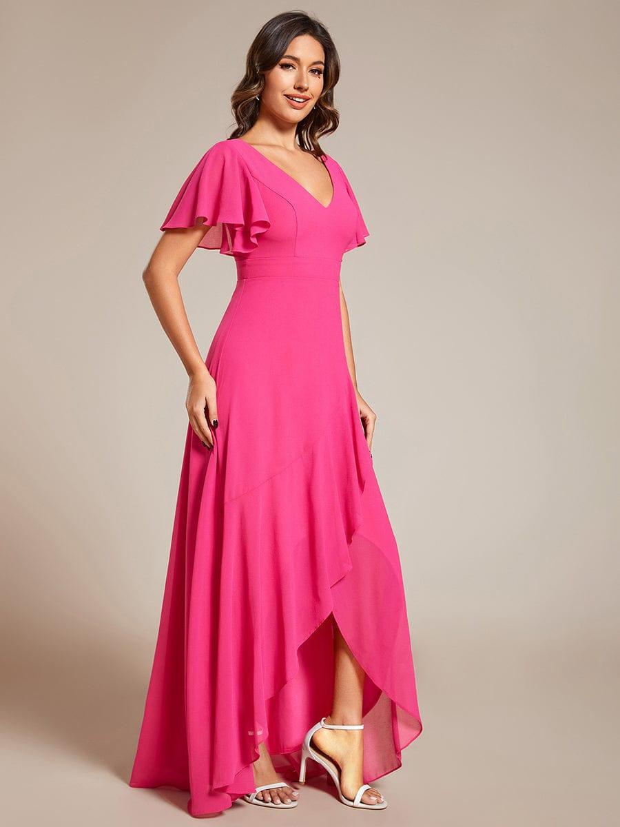 Glitzerndes A-Linien-Abendkleid mit Empire-Taille und langen Laternen?rmeln #farbe_Heisses Rosa