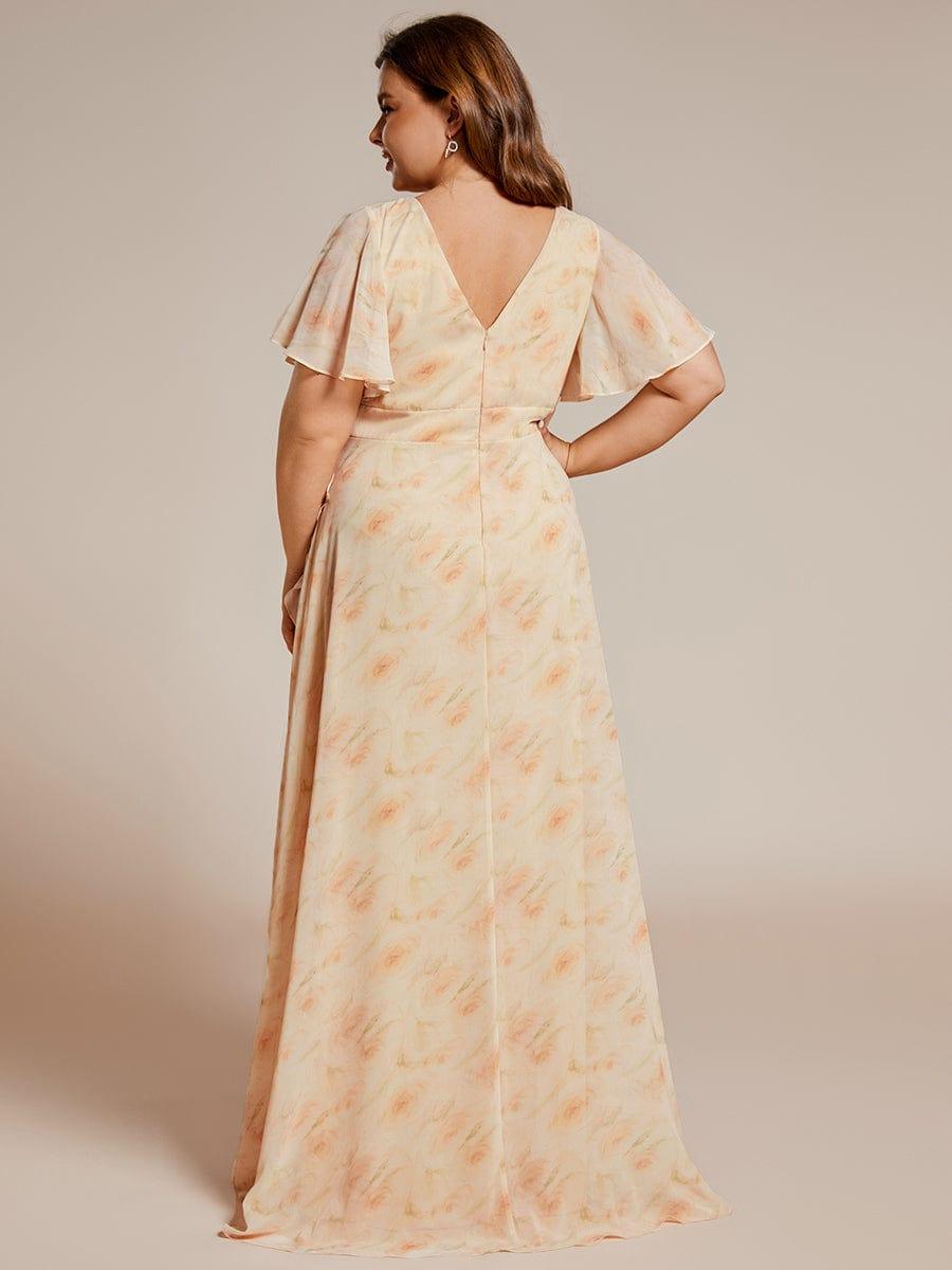 Glitzerndes A-Linien-Abendkleid mit Empire-Taille und langen Laternen?rmeln #farbe_Goldene Rosen