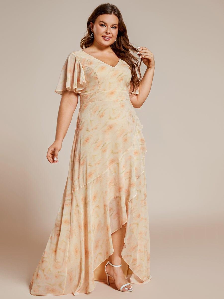 Glitzerndes A-Linien-Abendkleid mit Empire-Taille und langen Laternen?rmeln #farbe_Goldene Rosen
