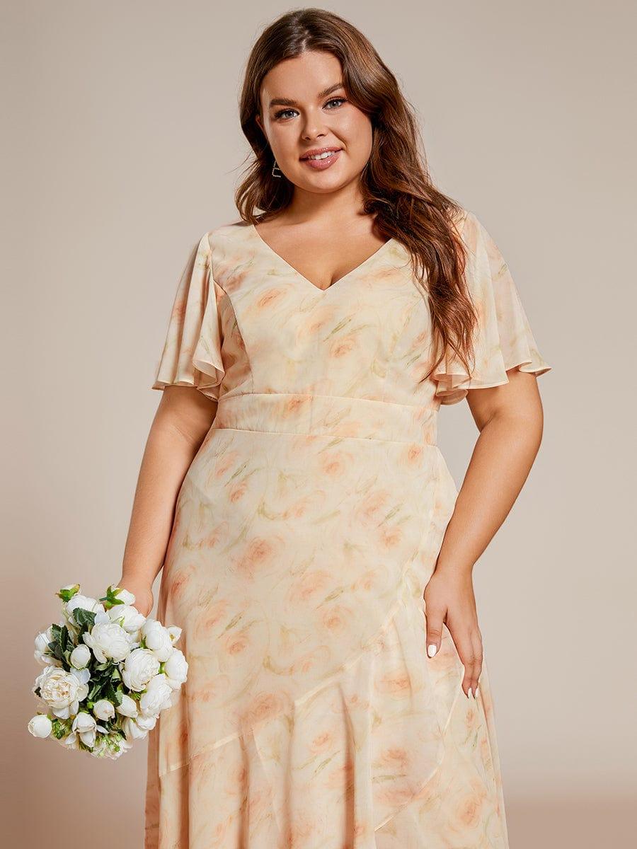 Glitzerndes A-Linien-Abendkleid mit Empire-Taille und langen Laternen?rmeln #farbe_Goldene Rosen