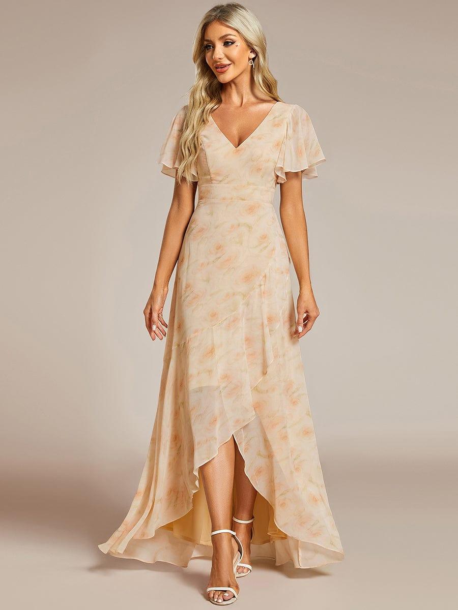 Glitzerndes A-Linien-Abendkleid mit Empire-Taille und langen Laternen?rmeln #farbe_Goldene Rosen