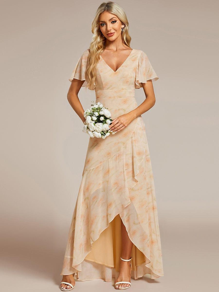 Glitzerndes A-Linien-Abendkleid mit Empire-Taille und langen Laternen?rmeln #farbe_Goldene Rosen