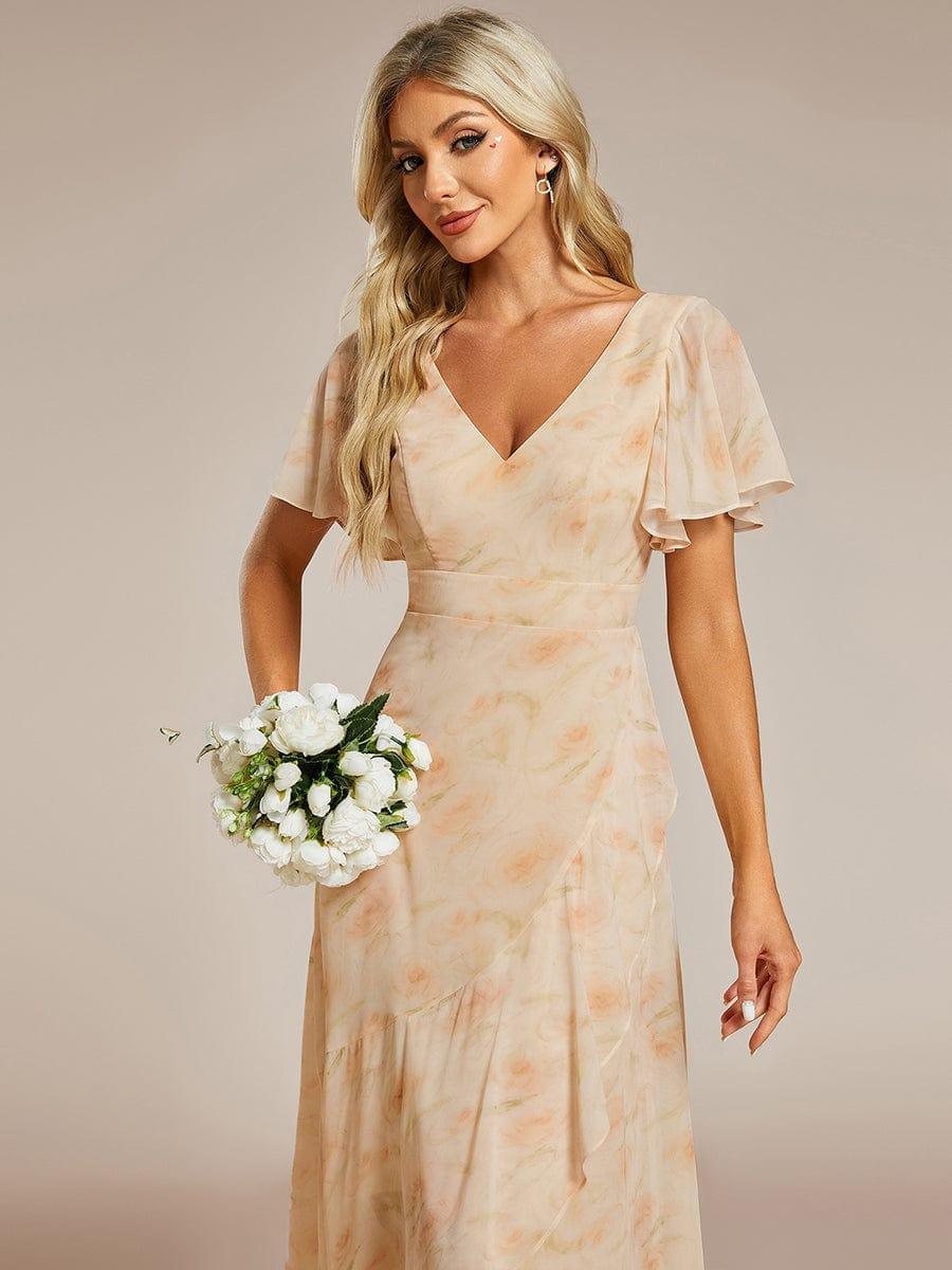 Glitzerndes A-Linien-Abendkleid mit Empire-Taille und langen Laternen?rmeln #farbe_Goldene Rosen