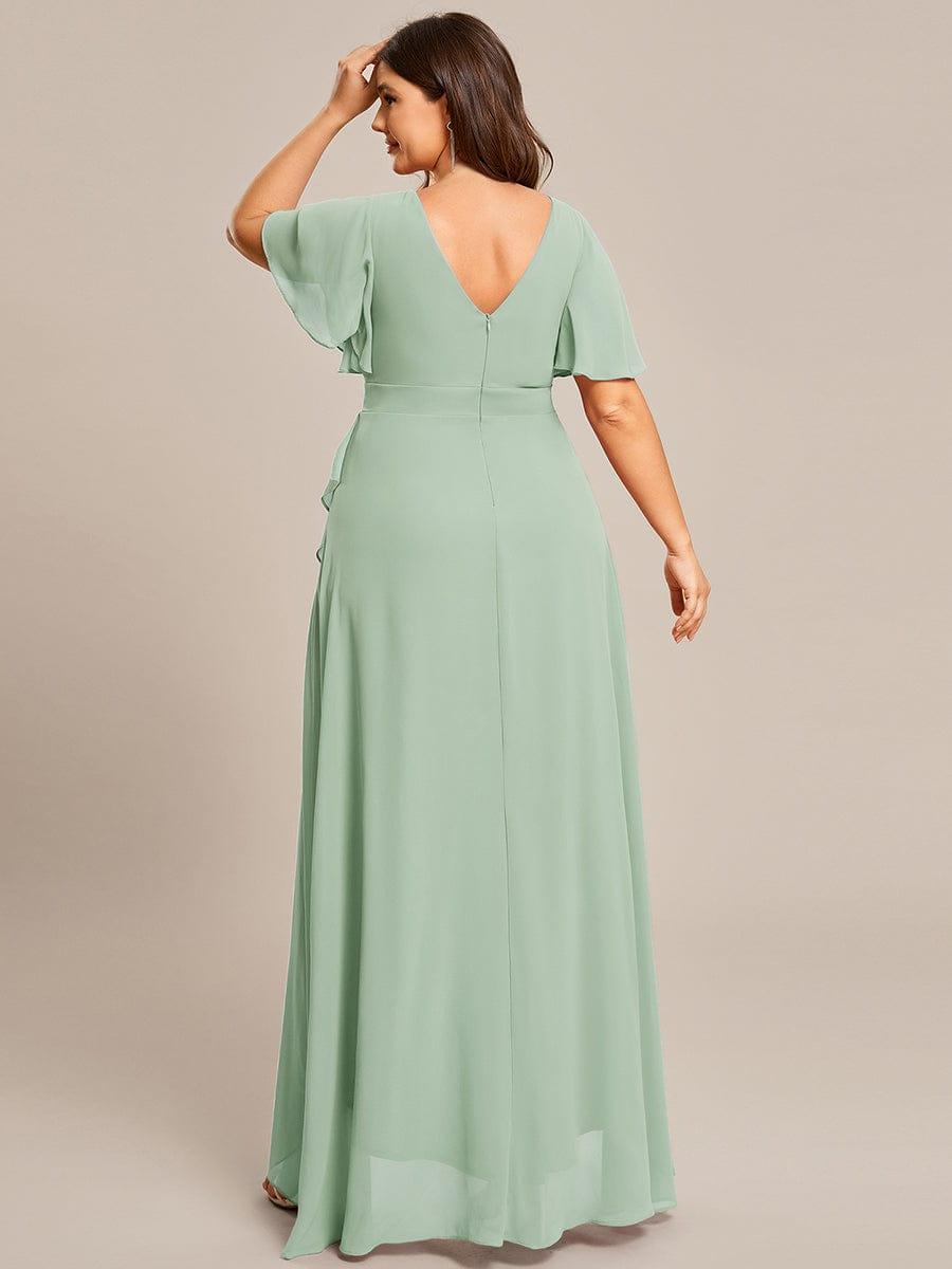 Glitzerndes A-Linien-Abendkleid mit Empire-Taille und langen Laternen?rmeln #farbe_Mint Gruen