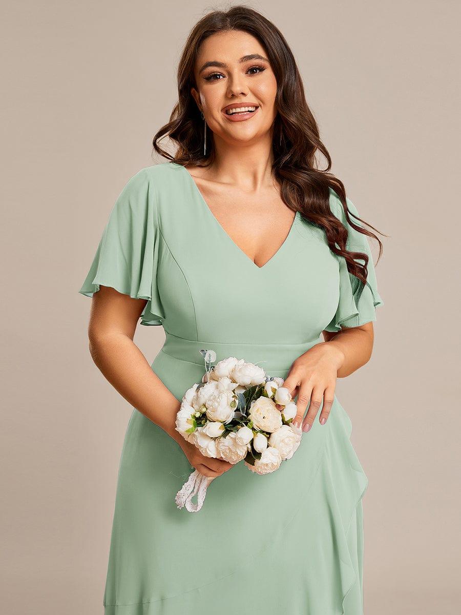 Glitzerndes A-Linien-Abendkleid mit Empire-Taille und langen Laternen?rmeln #farbe_Mint Gruen