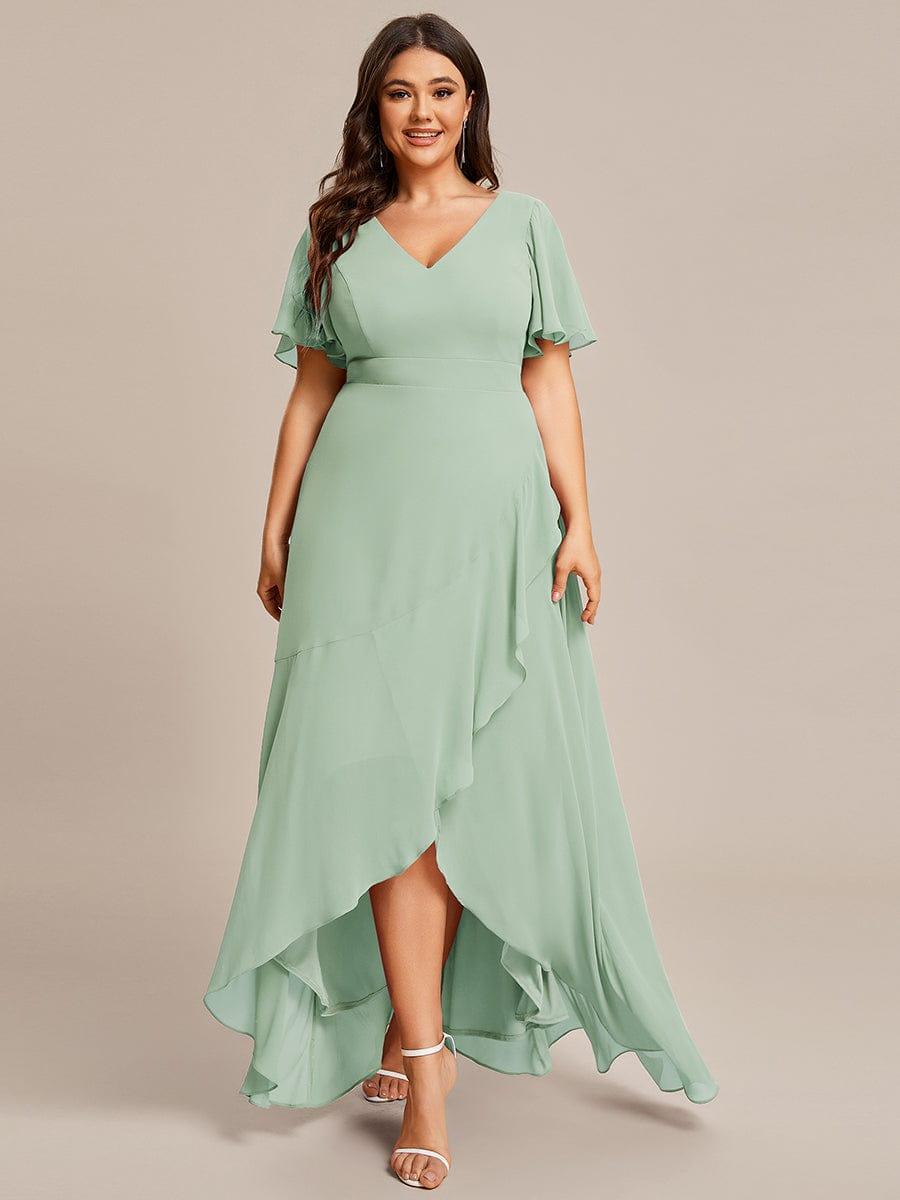Glitzerndes A-Linien-Abendkleid mit Empire-Taille und langen Laternen?rmeln #farbe_Mint Gruen