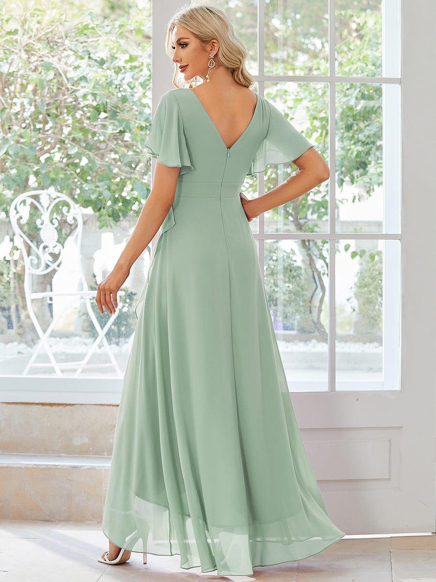 Glitzerndes A-Linien-Abendkleid mit Empire-Taille und langen Laternen?rmeln #farbe_Mint Gruen