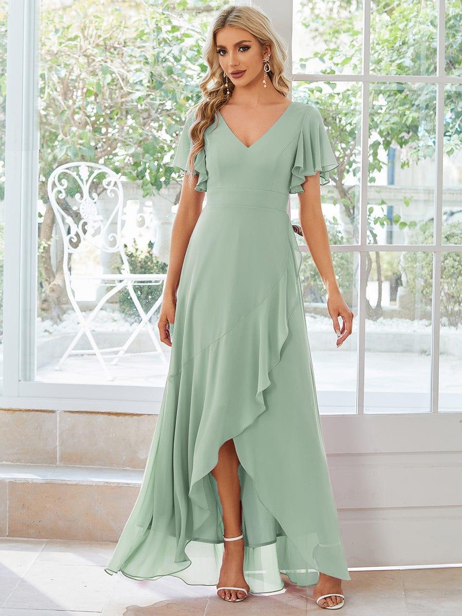 Glitzerndes A-Linien-Abendkleid mit Empire-Taille und langen Laternen?rmeln #farbe_Mint Gruen